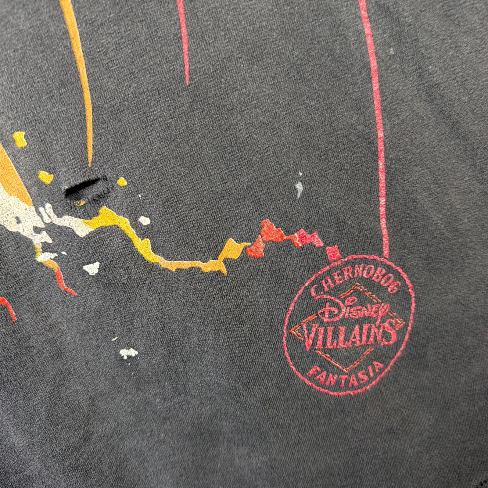 Vintage Chernabog Shirt 2XL Black 90s Disney Villains Fantasia RARE Faded USA gallery