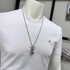 New Men Fashion Trendy Embroidery Summer Short Sleeve Luxury Cotton T-Shirt