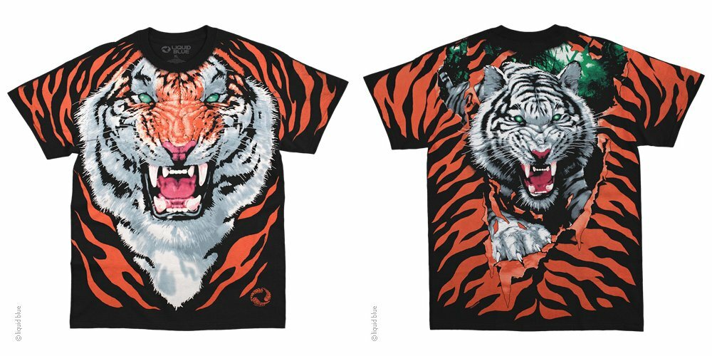 TIGER-All Over Big Print-EXOTIC WILDLIFE-2 SDD T-SHIRT S-M-L-XL-XXL Jungle gallery