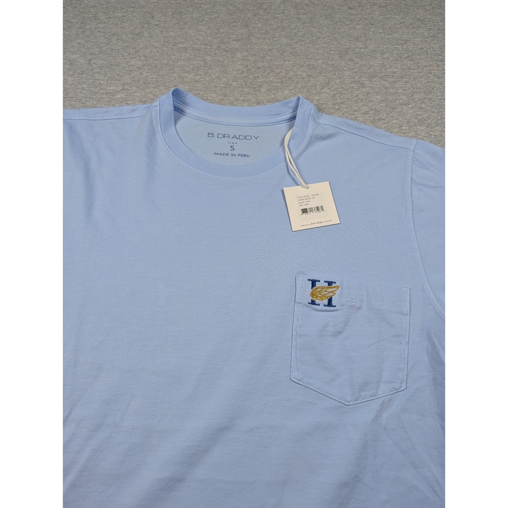 B. Draddy Dewey Pocket Tee Mens Small Blue Pima Cotton Winged H BDL08 NEW