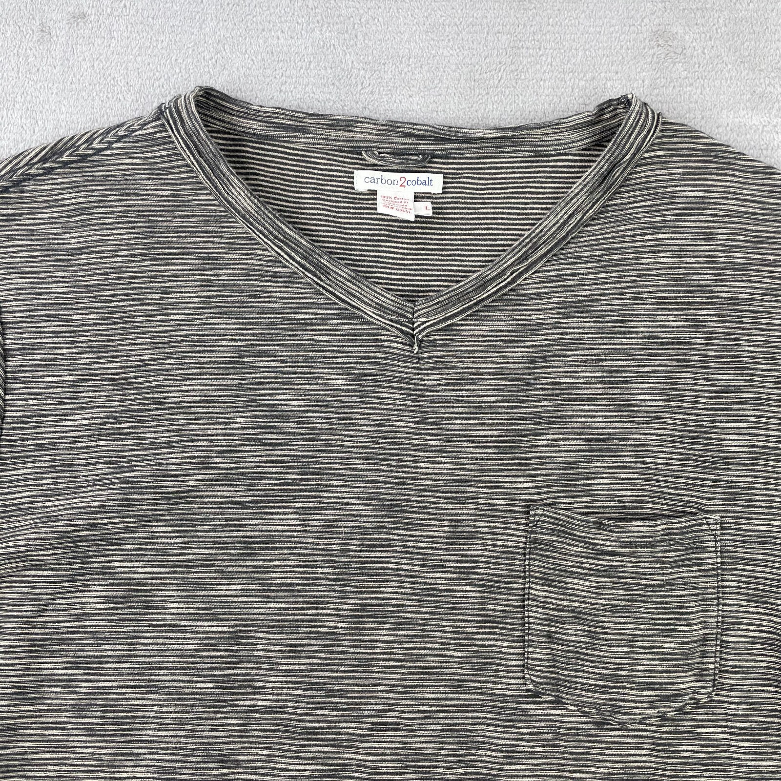 Carbon 2 Cobalt Pocket T Shirt Men Large Brown Striped V Neck Short Sleeve gallery