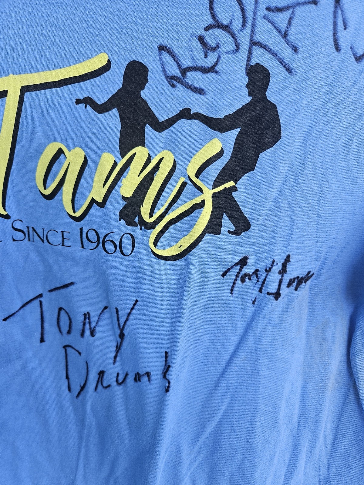 "The Tams" Signed Band T-Shirt Size Large 100% Cotton See Pics Stained NWOT gallery