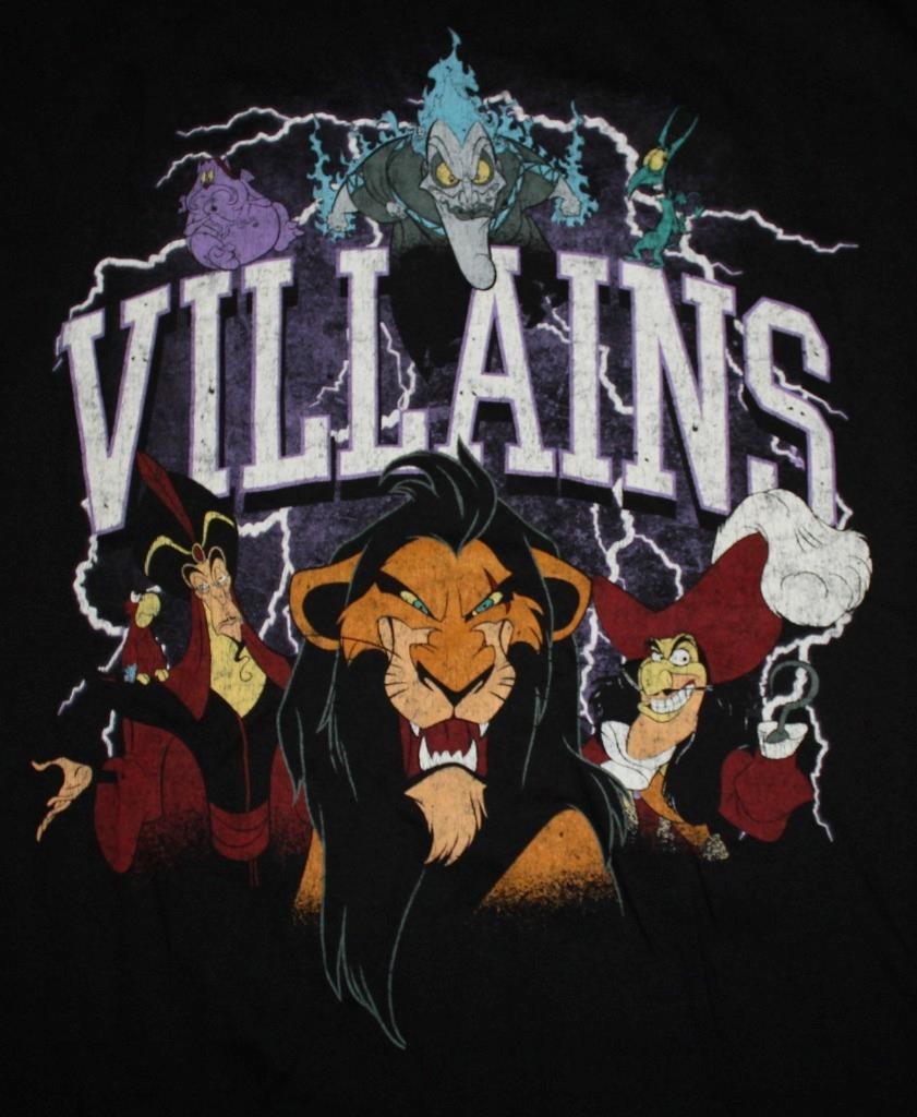 Mens WALT DISNEY VILLAINS Graphic Tee URSULA JAFAR SCAR Black T-Shirt XXL *T5 gallery