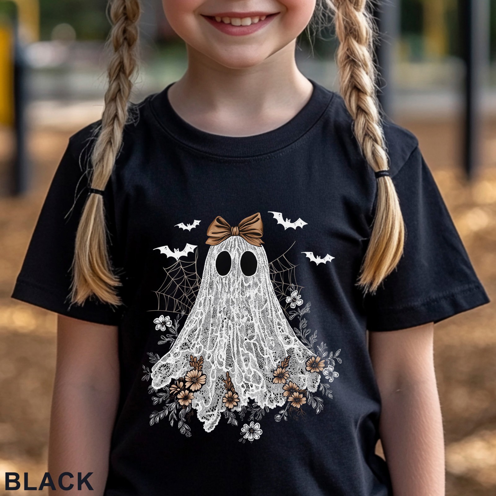 Halloween Lace Ghost Shirt, Cute Floral Ghost Shirt, Spooky Fall Floral, 203651 gallery