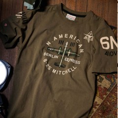 Red Canoe B-25 Mitchell T-Shirt, Olive — Choose Size