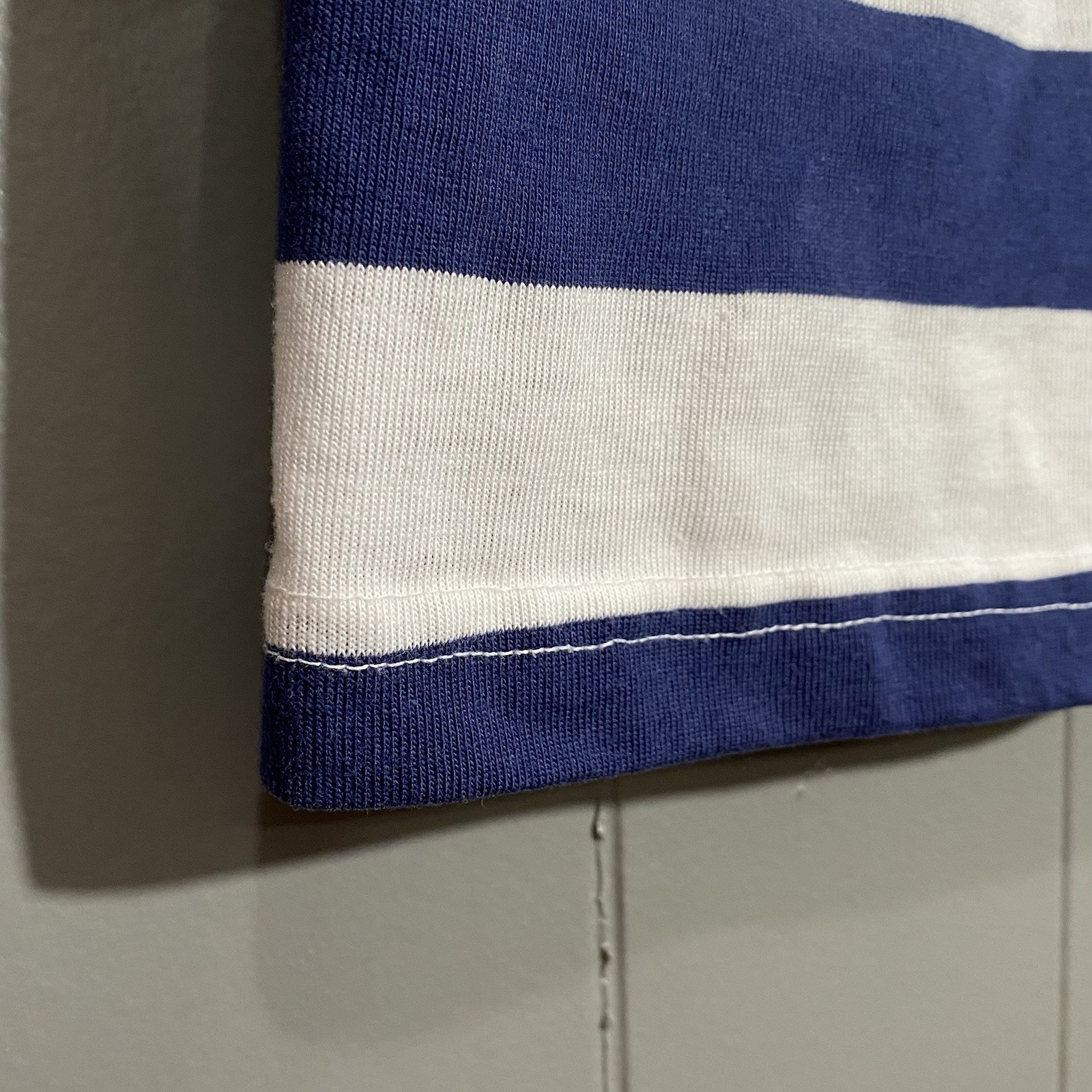 Vintage 80s Hang Ten Size MT Navy White Striped Boxy Nautical T Shirt gallery