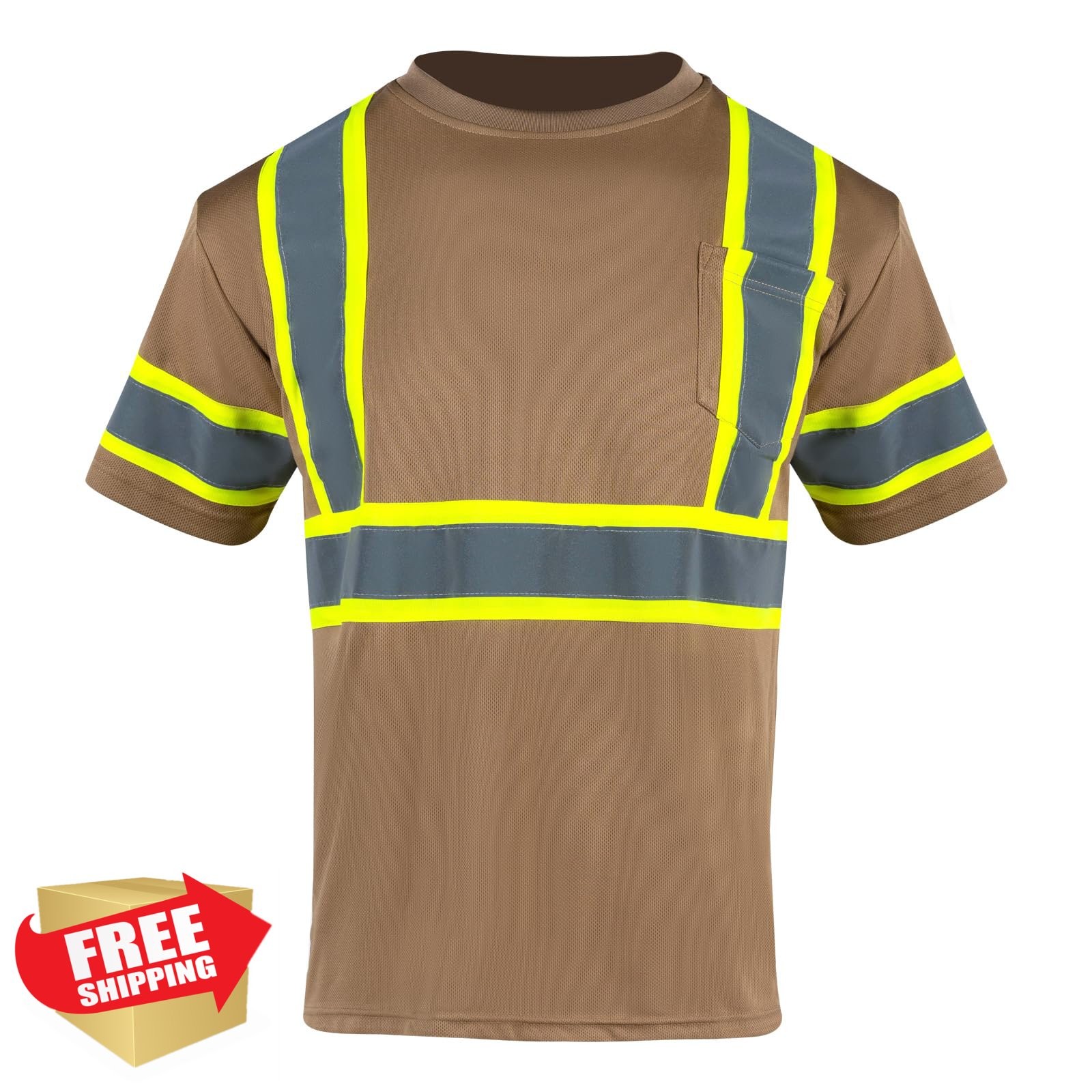 FONIRRA Men's ANSI Class 3 Hi Vis Reflective Shirt Khaki M gallery