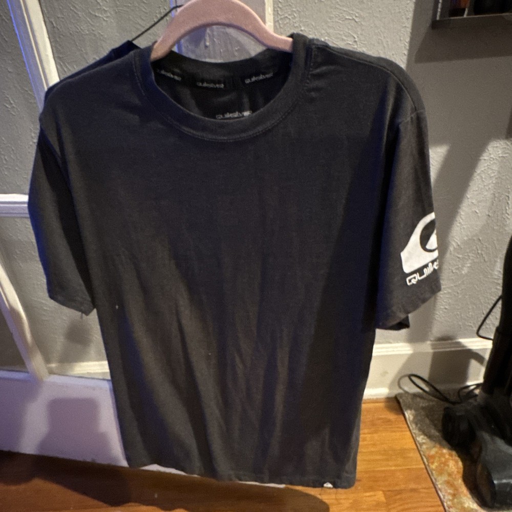 Quiksilver Men’s Grey Solid Logo Crew Neck Short Sleeve Cotton Jersey T-Shirt M