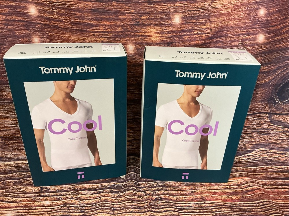 NEW Men’s Tommy John Cool Cotton Deep V-Neck Stay-Tucked Undershirt Size XXL