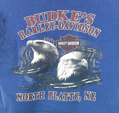 Vintage Harley Davidson Budke’s North Platte NE Eagle Pocket T Shirt M Blue