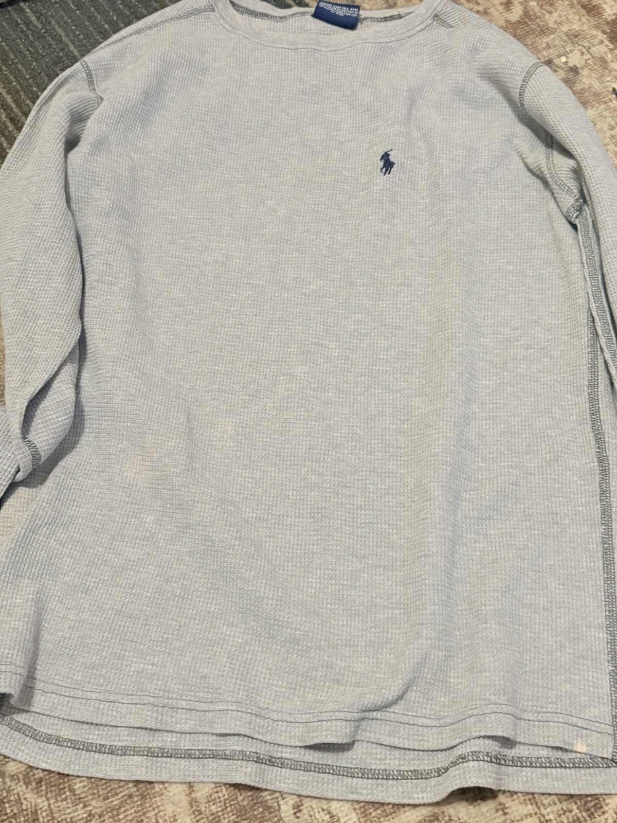 Polo Ralph Lauren Thermal Shirt Men’s L Gray Waffle Knit Long Sleeve Crew neck gallery