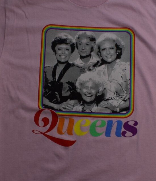 The Golden Girls Mens Portrait Queens Rainbow Text Funny Pink Shirt New M, L gallery