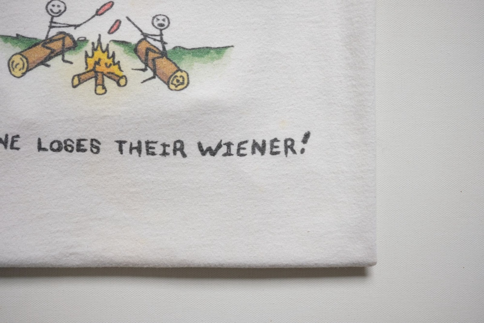 HANES VTG Y2K RETRO FUNNY COMEDY WIENER CAMPING OUTDOOR GRAPHIC WHITE T SHIRT gallery