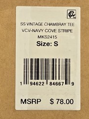 Faherty Vintage Chambray Tee T-Shirt Navy Cove Stripe Small Modal NWT $78 Retail