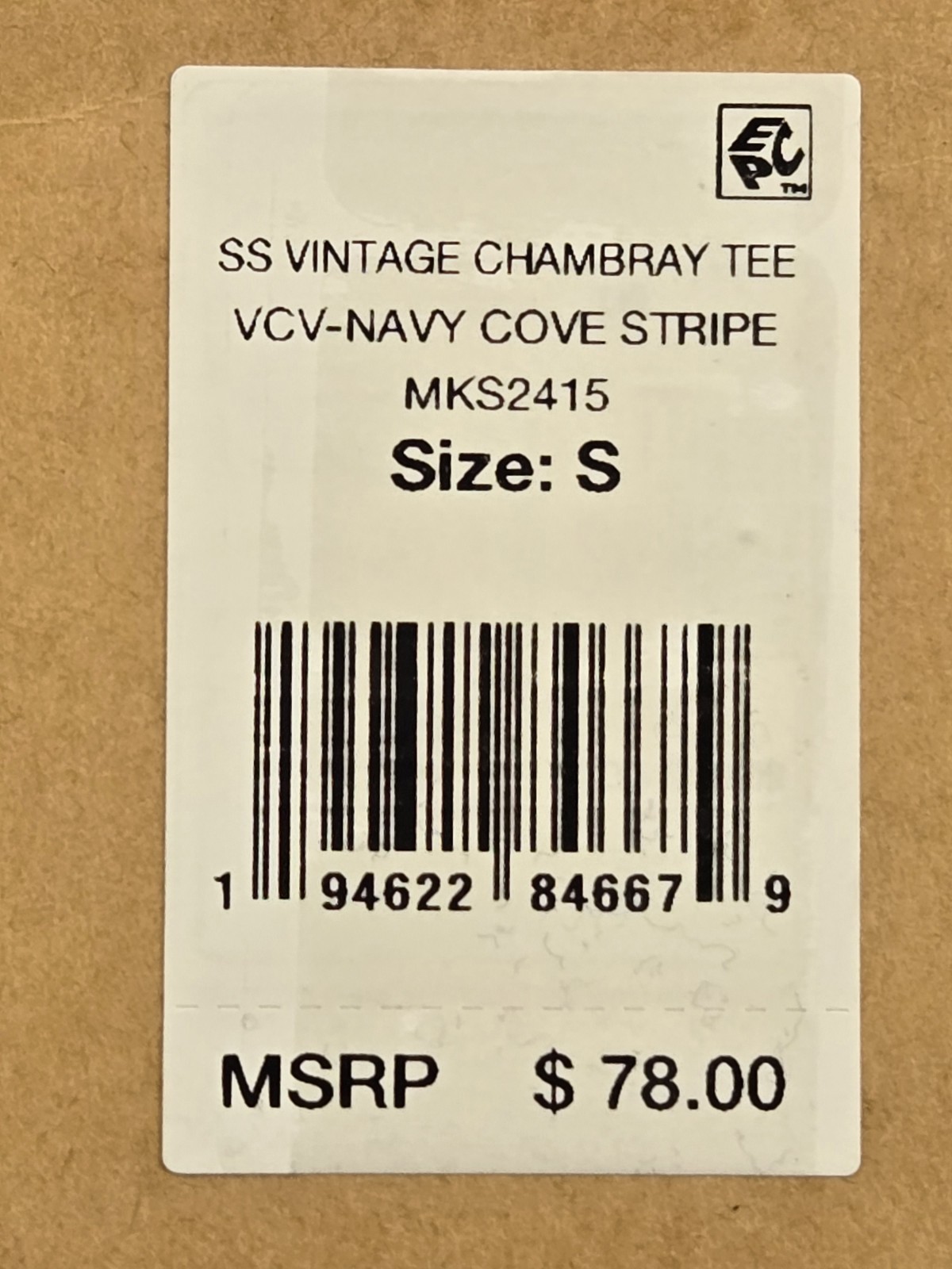 Faherty Vintage Chambray Tee T-Shirt Navy Cove Stripe Small Modal NWT $78 Retail gallery