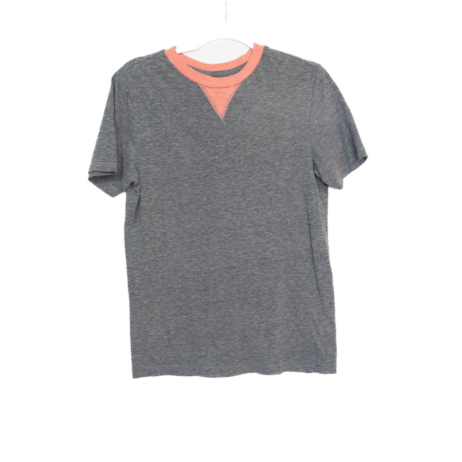 Arizona Jean Co. Size S Heather Gray & Coral Contrast Crew Neck Short-Sleeve
