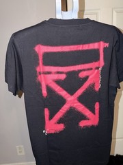 Off-White Men’s Black/Pink Logo Graphic Print Cotton Jersey Crew Neck T-Shirt M
