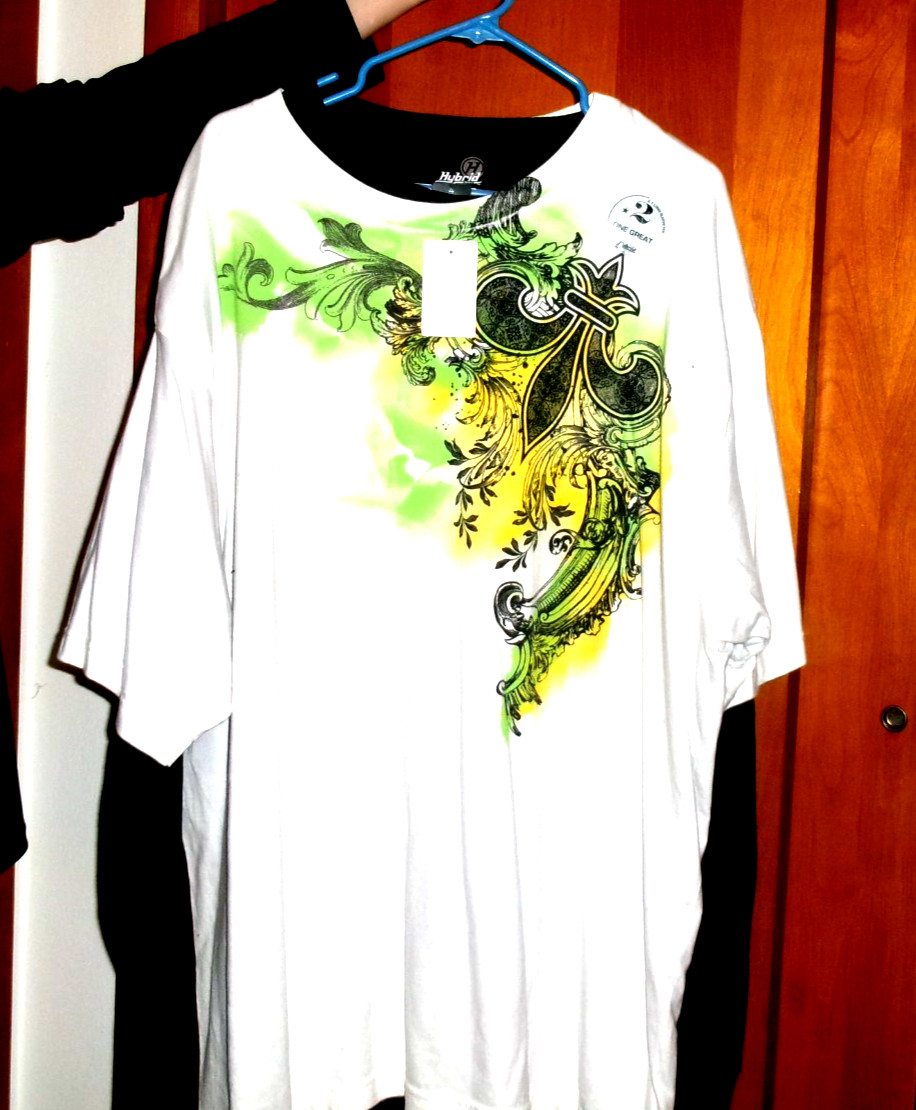 CLASSIC Hybrid ART WORK TWO IN ONE Shirt Size 2 XL WHITE BLACK NWT