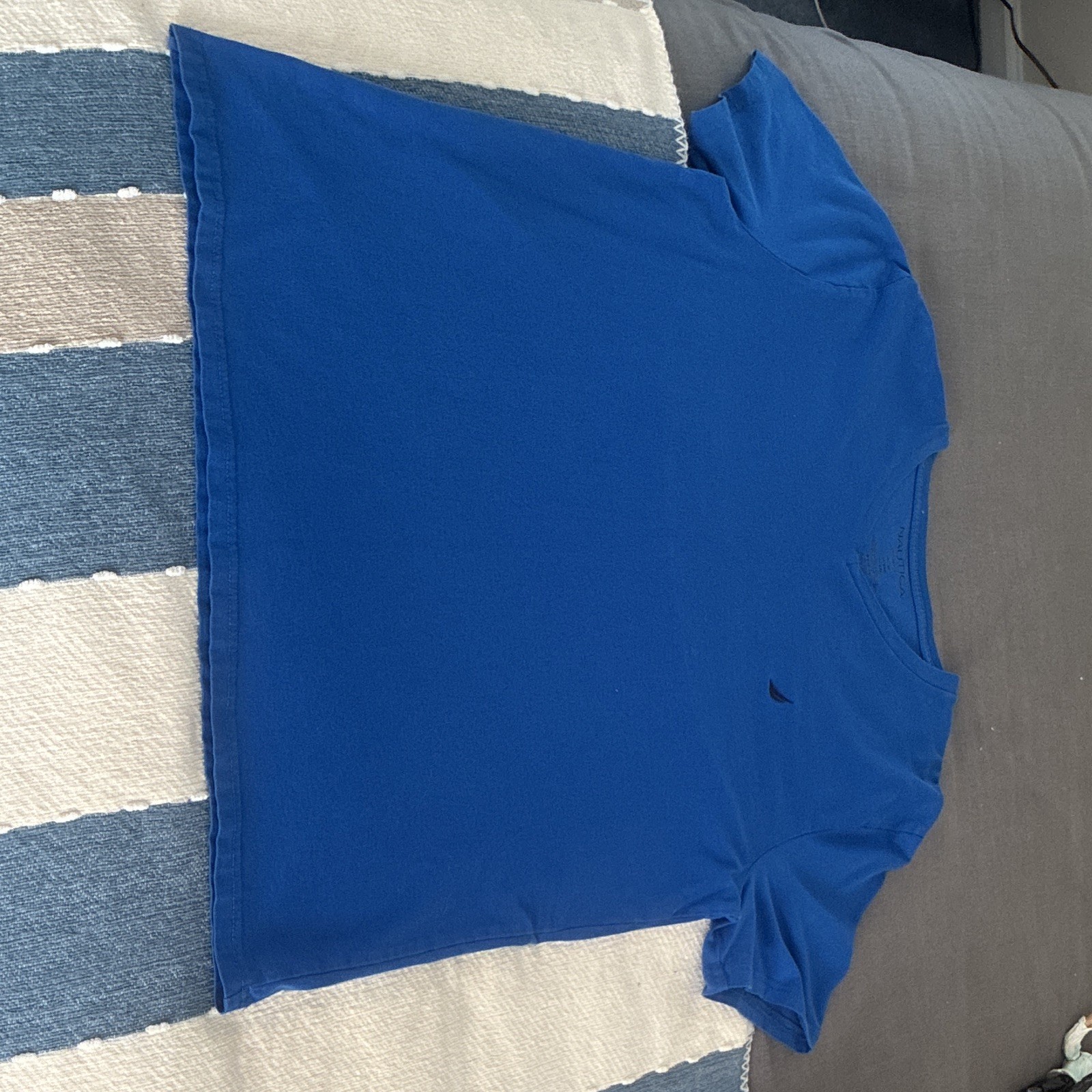 Nautica Men’s Blue V-Neck Short Sleeve Cotton Knit Logo Slim Fit T-Shirt XL gallery