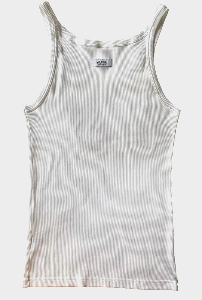 Moschino White Tank Top — US/IT L — Vintage 2000s — Italy — New w/ Imperfections