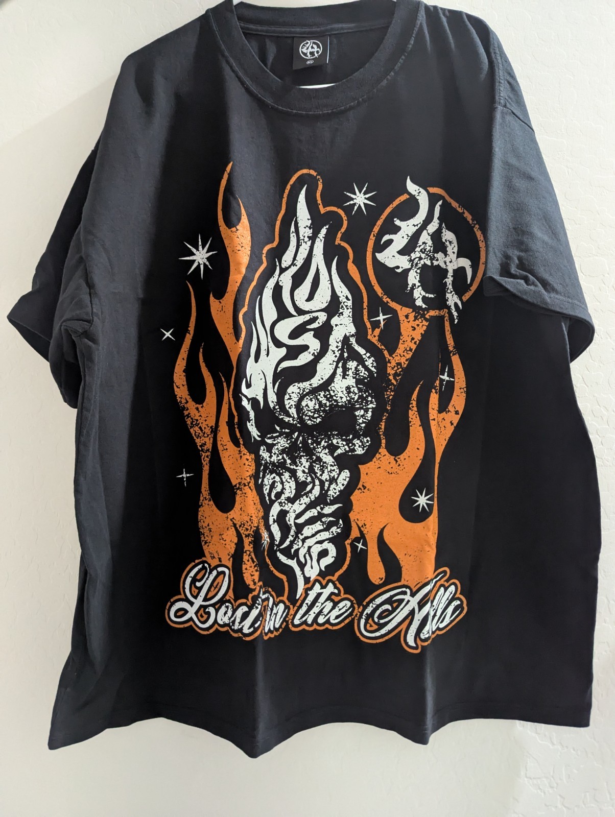 Lost Hills LH006 T-Shirt Flame Designer T-Shirt Black, Orange and White Size XL gallery