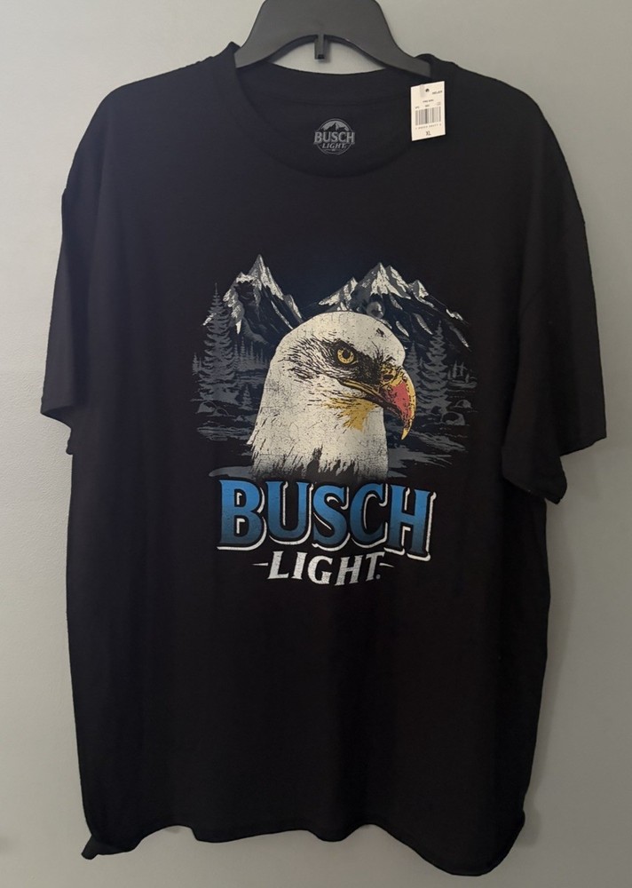 BUSCH LIGHT Mens Size Xl Beer Eagle Shirt Black Tee NWT Hybrid Apparel Free Bird
