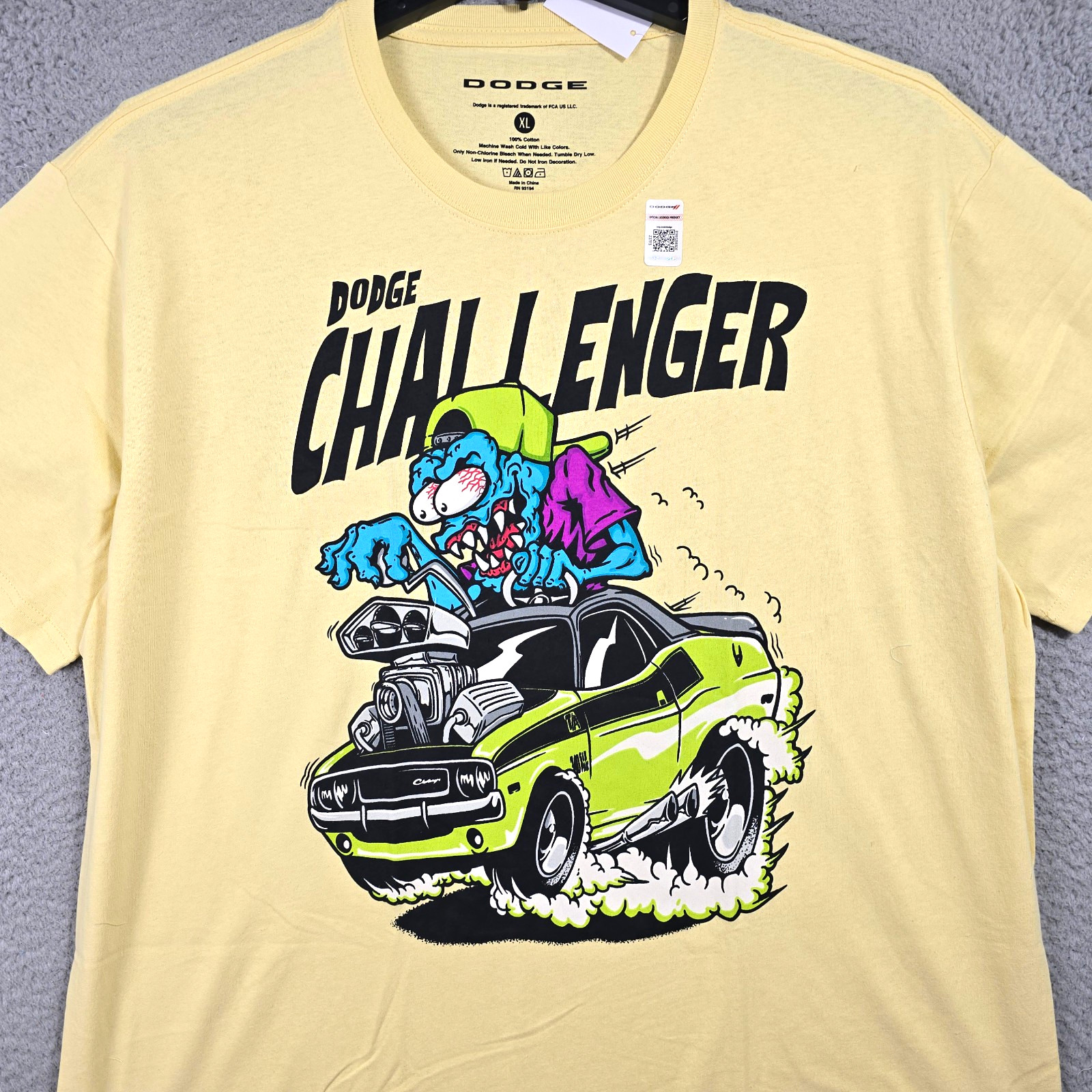 Ratfink Dodge Challenger Shirt Mens XL Yellow Mopar American Muscle Car NWT gallery