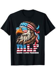 Funny Patriotic DILF Damn I Love Freedom Eagle T Shirt Unisex#2