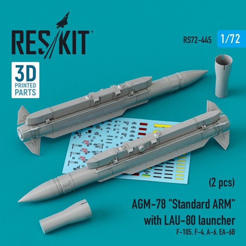1/72 Reskit RS72-0445 AGM-78 “Standard ARM” with LAU-80 launcher (F-105,F-4,A-6,