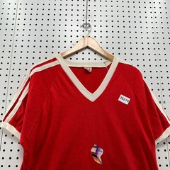 VTG 70s Bantam Shirt Red Single Stitch Coach’s Whistle Fit Large 21.5×29 EICH