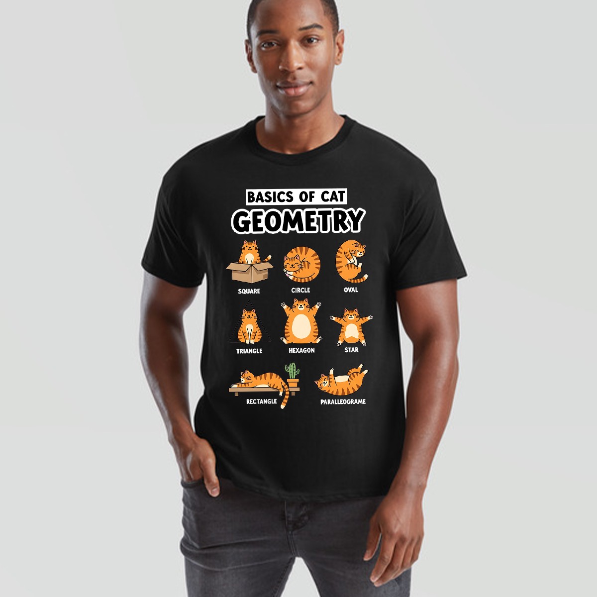 Cat Geometry Graphic Print Animal Meme Mens Womens Shirt Unisex Tee gallery