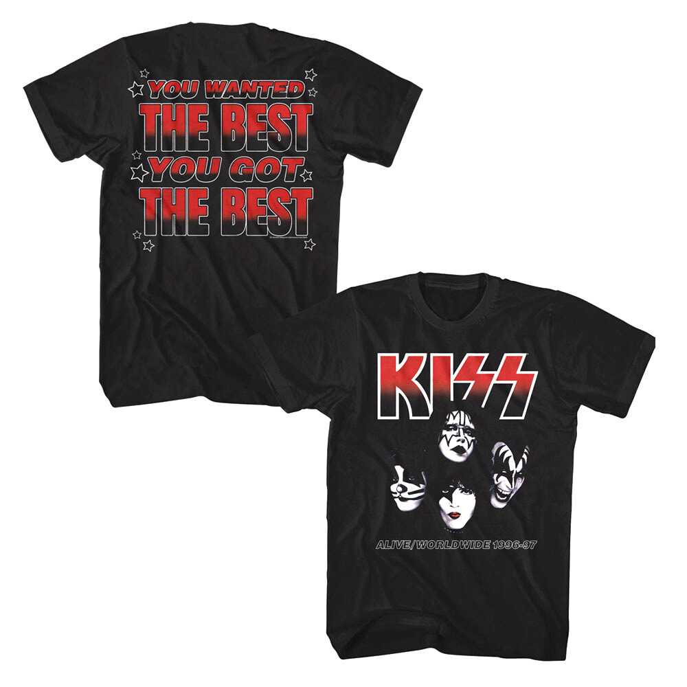 Kiss You Wanted the Best Men’s T Shirt Alive worldwide Tour 1996 Rock Band