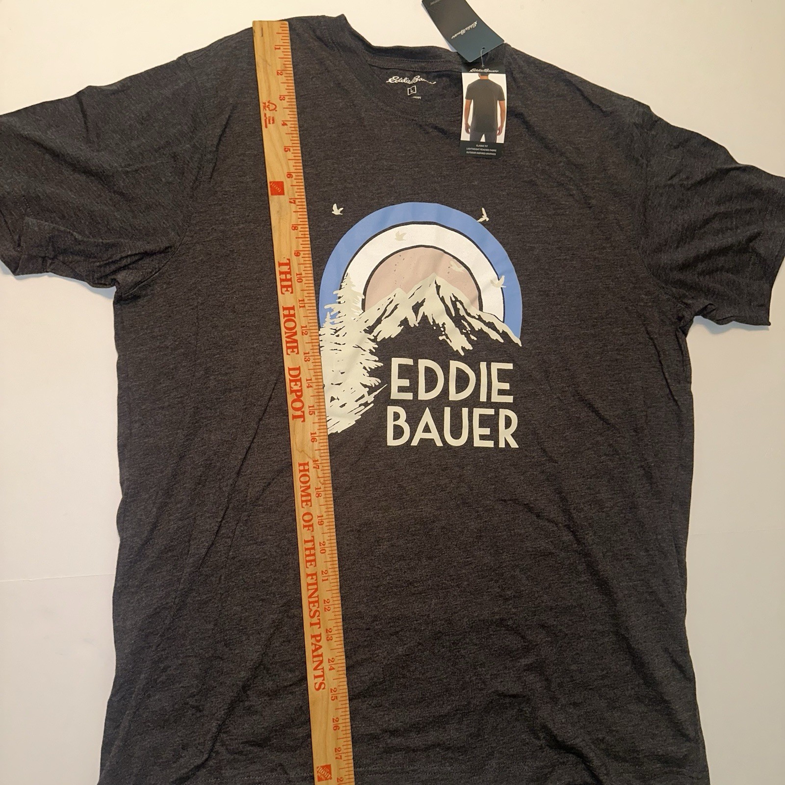 NWT EDDIE BAUER Mens L Tshirt Gray Graphic Mountain Outdoor Birds Classic Fit gallery