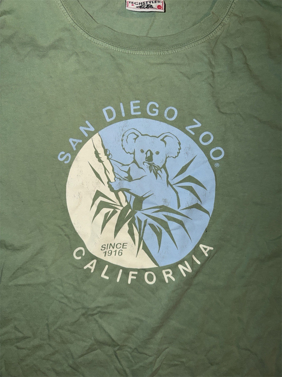 San Diego Zoo Koala Bear Logo "Since 1916" Green Crew-Neck T-Shirt Size Large. gallery