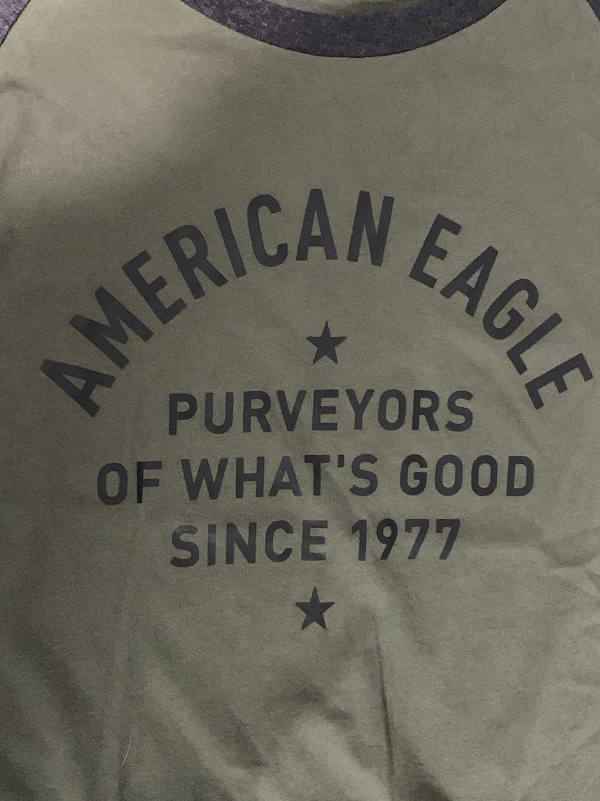 Men’s 2 Tone Olive And Gray American Eagle Short Sleeve t-shirt gallery