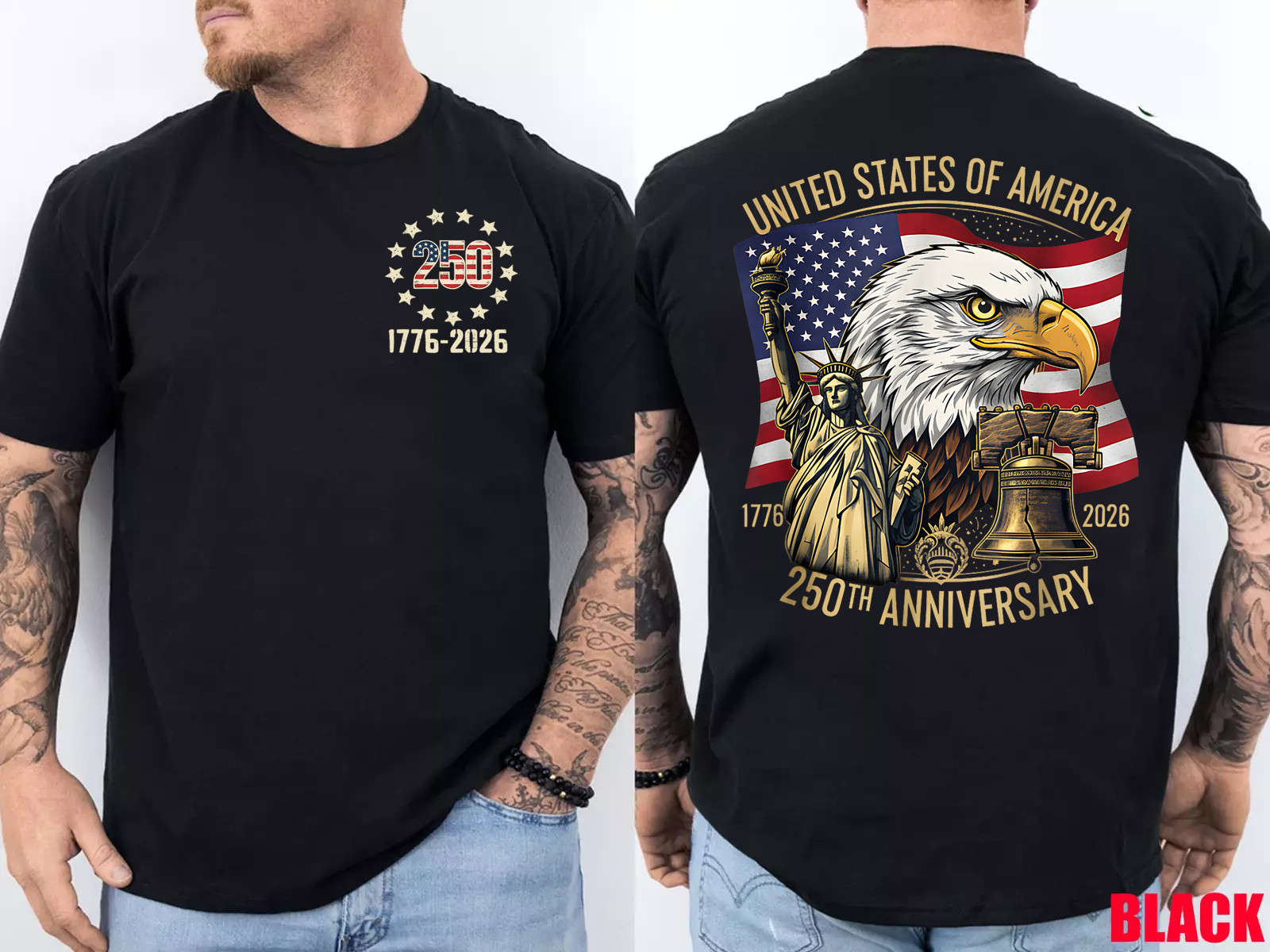 250 Years 1776-2026 250th Birthday Eagle Liberty Bell T-Shirt gallery