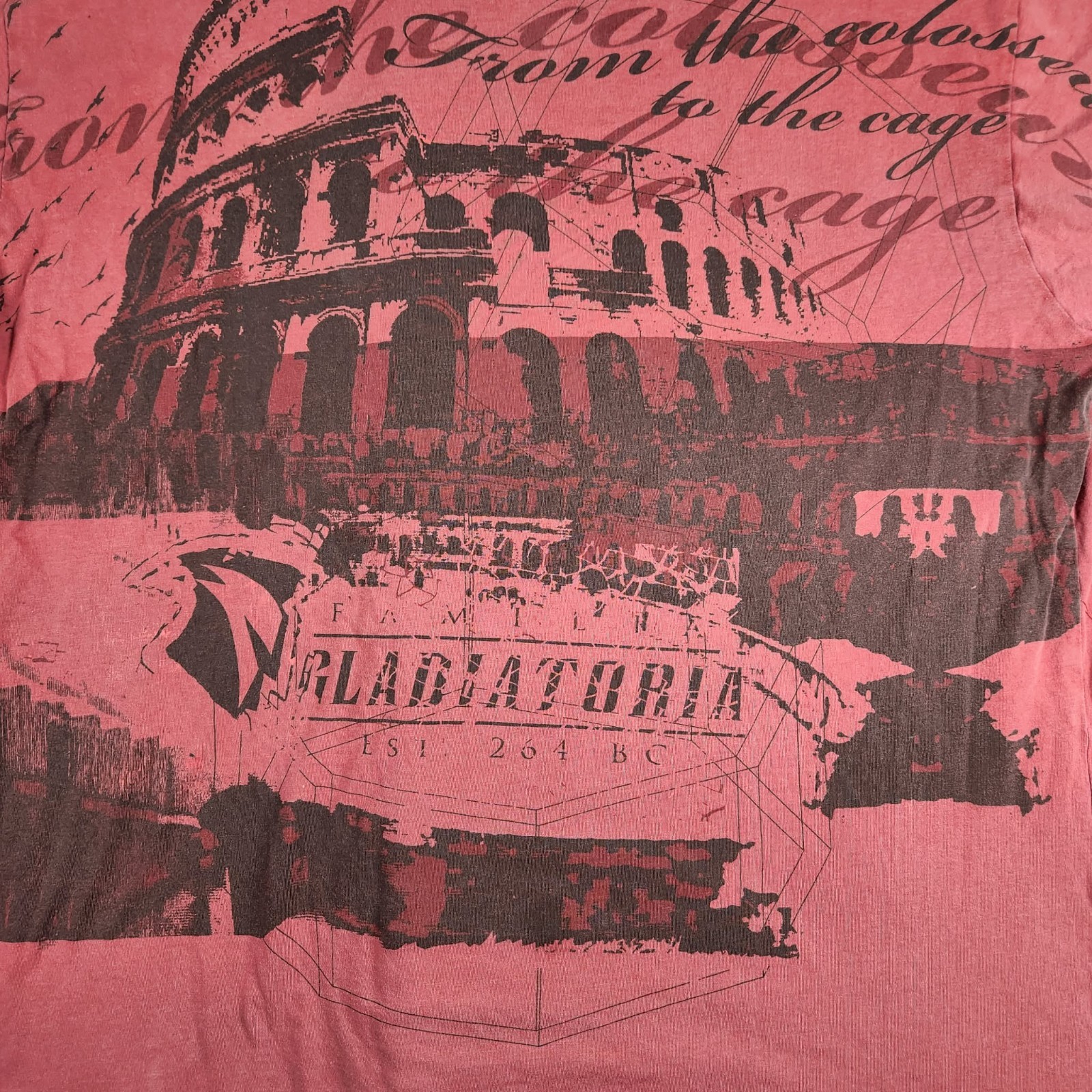 GLADIATORIA T-Shirt Men's XL Red Graphic AOP Distressed Gladiator Collesium Rome gallery
