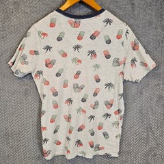 Free Planet Mens Pineapple Palm Tree Print Organic Cotton T-Shirt Gray Medium