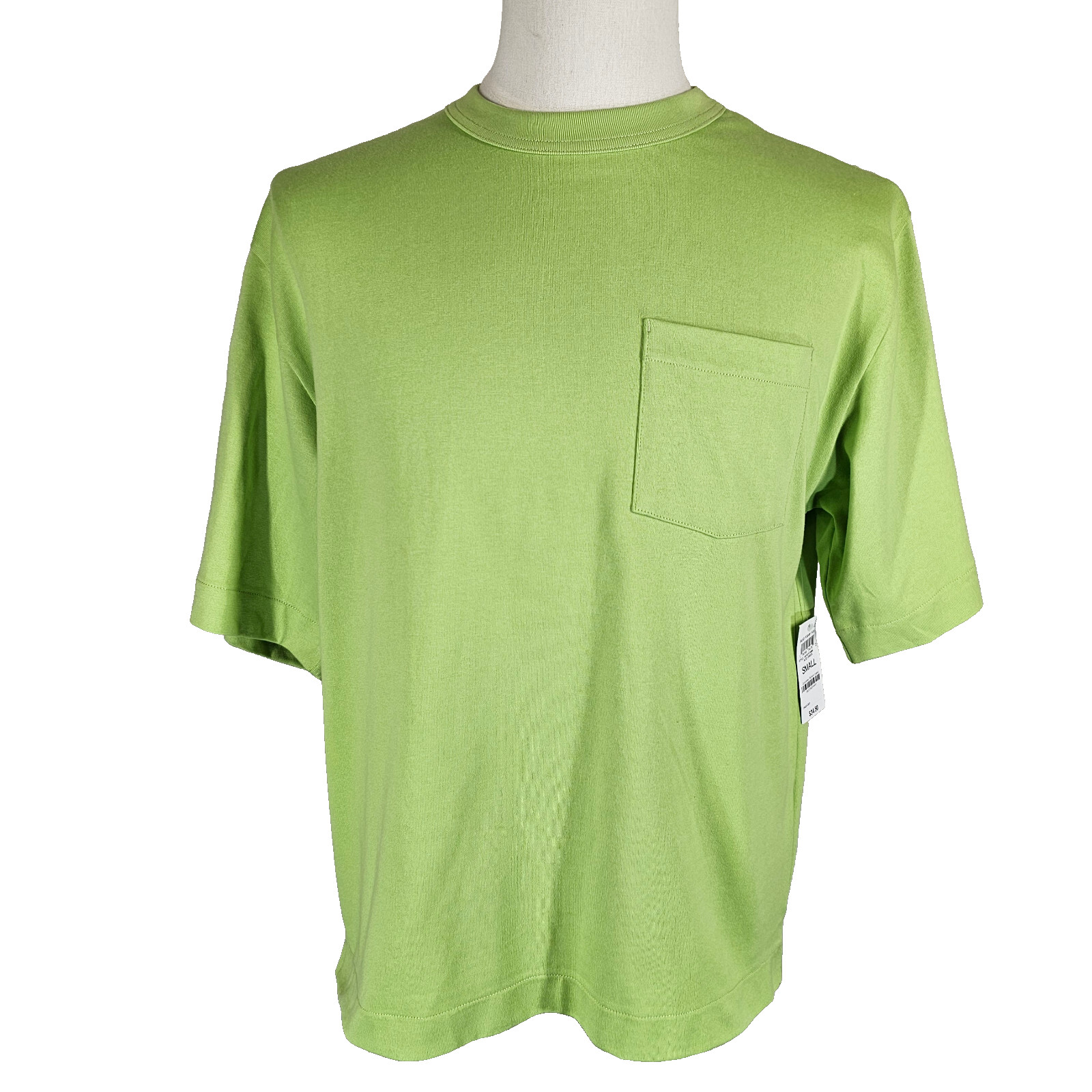 Mode of One Mens Relaxed-Fit Textured T-Shirt Chest Pocket Acid Green Size S NWT gallery