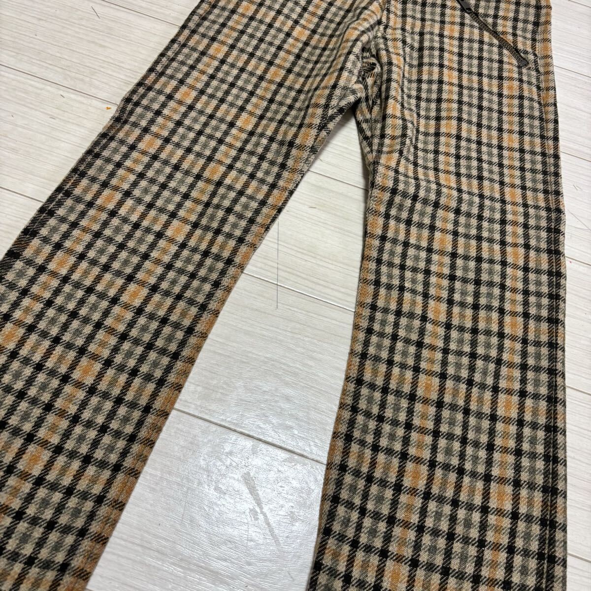 Paul Smith 90s Mixed Check Zipper Wool Pants S Beige Khaki Japan gallery