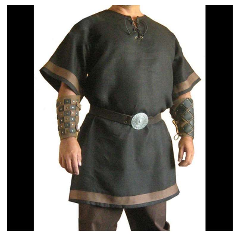 Men Medieval Viking Tunic Top Shirt Blouse Pirate Knight Cos Fancy Costume gallery