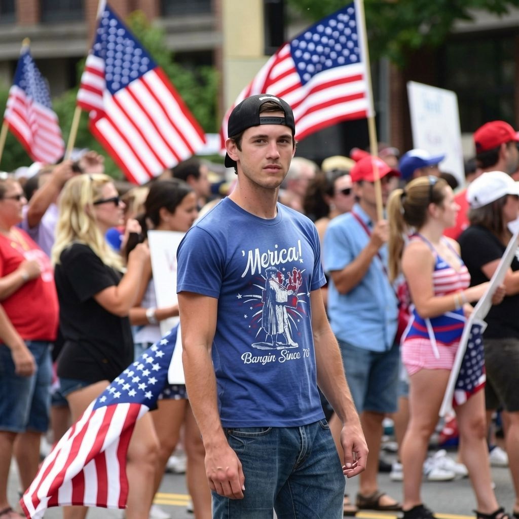 Mens Merica Banging Since 76 T Shirt Funny Fourth Of July American Fireworks Tee gallery