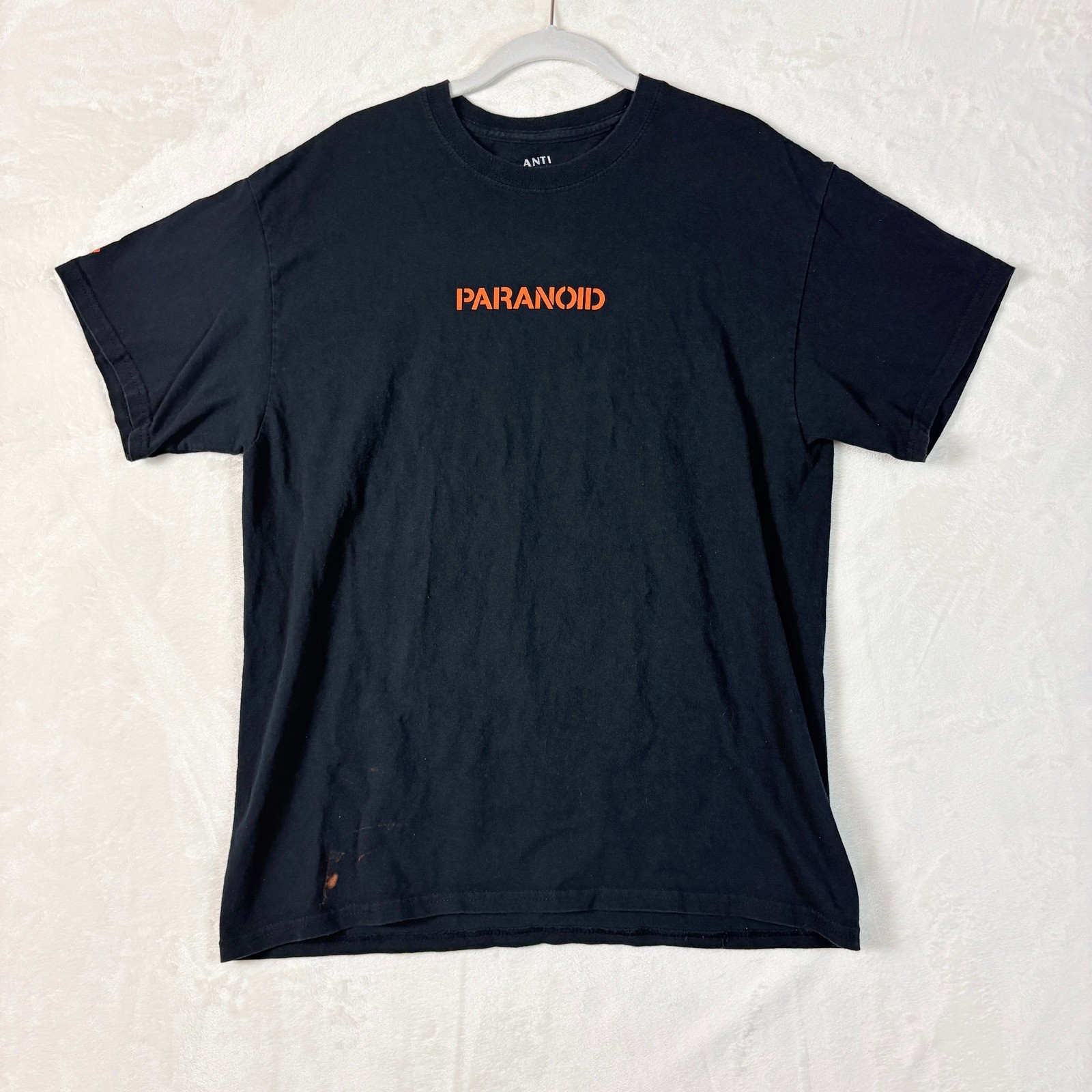 Anti Social Social Club Undefeated Paranoid T Shirt Black Orange Mens L