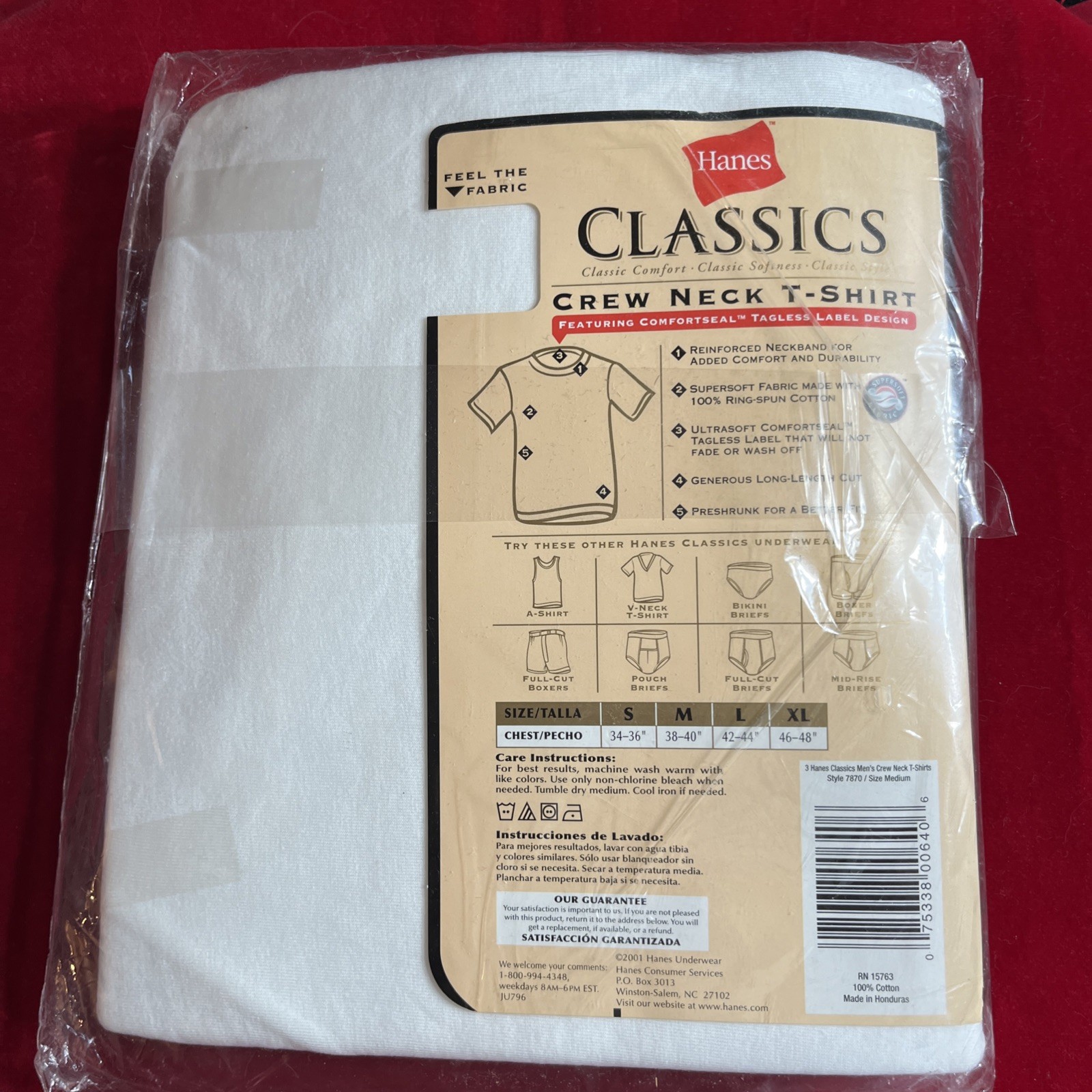 VTG Hanes Men White Crew Neck T-Shirts Tagless Comfortsoft 3-Pack Medium NEW NOS gallery
