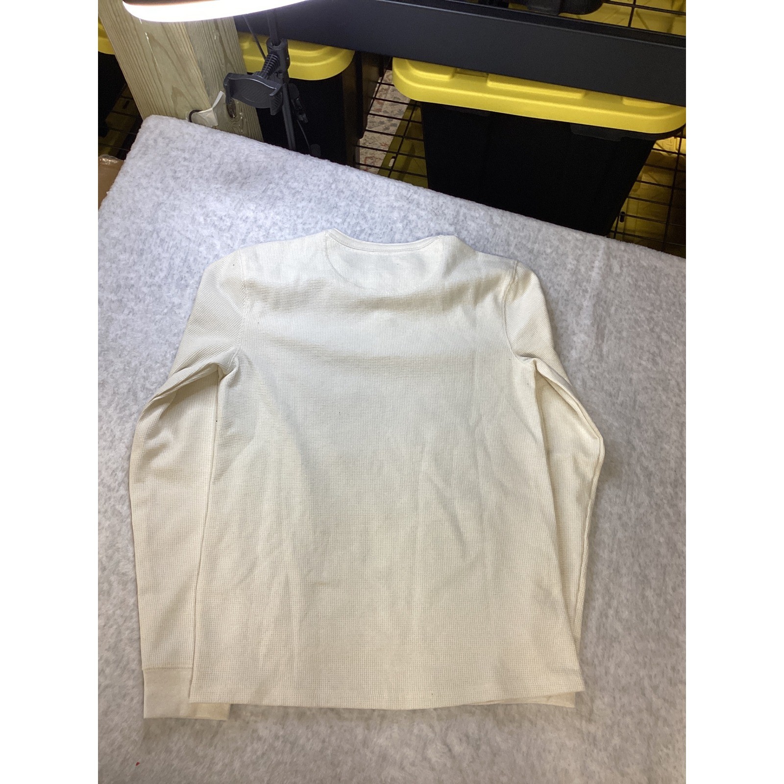 Members Mark Mens Thermal Henley Cream Waffle Knit Long Sleeve Shirt Size S NWT. gallery