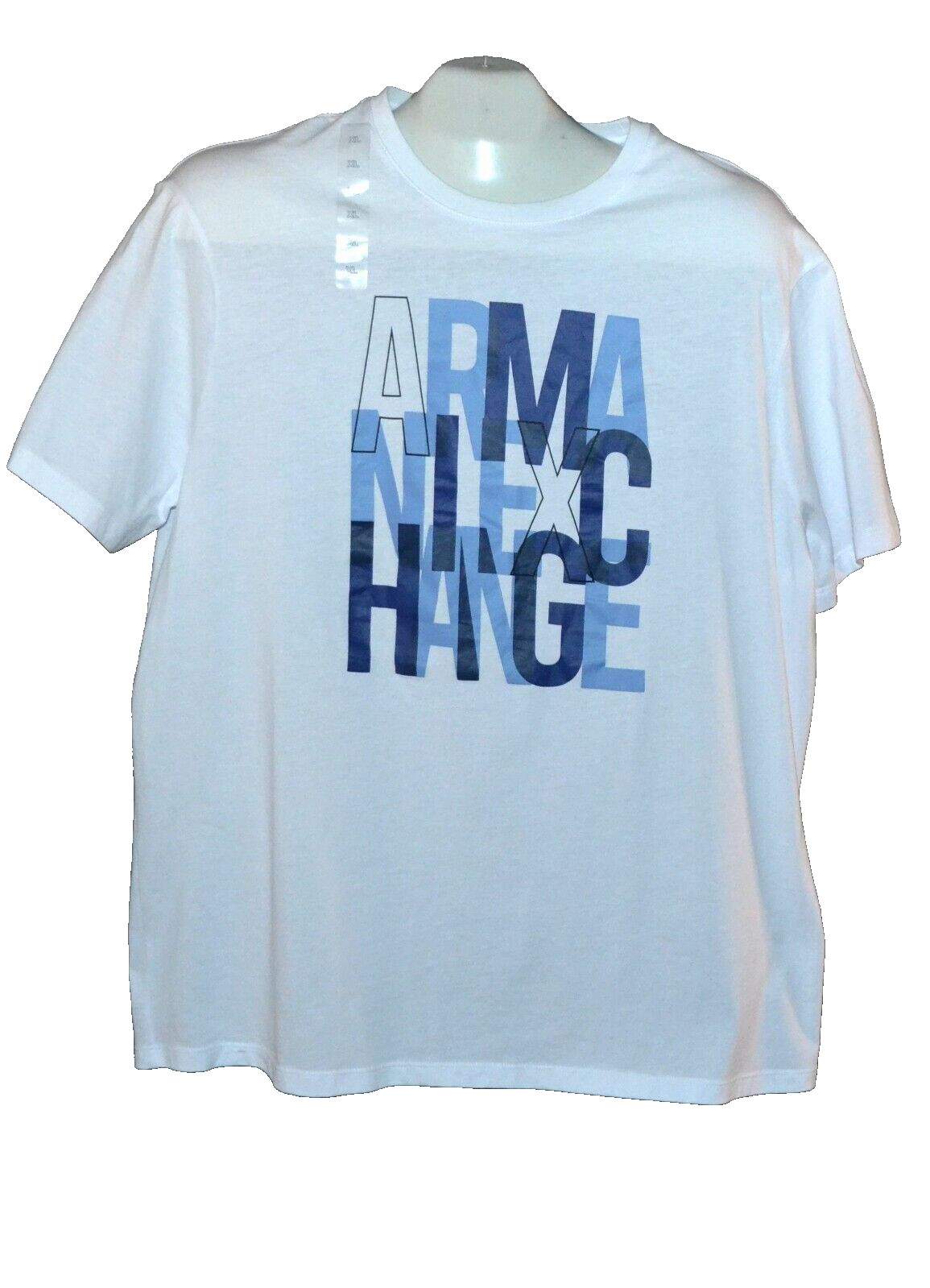 Armani Exchange White Blue Logo Cotton Short Sleeve Men's T-Shirt Size XL gallery