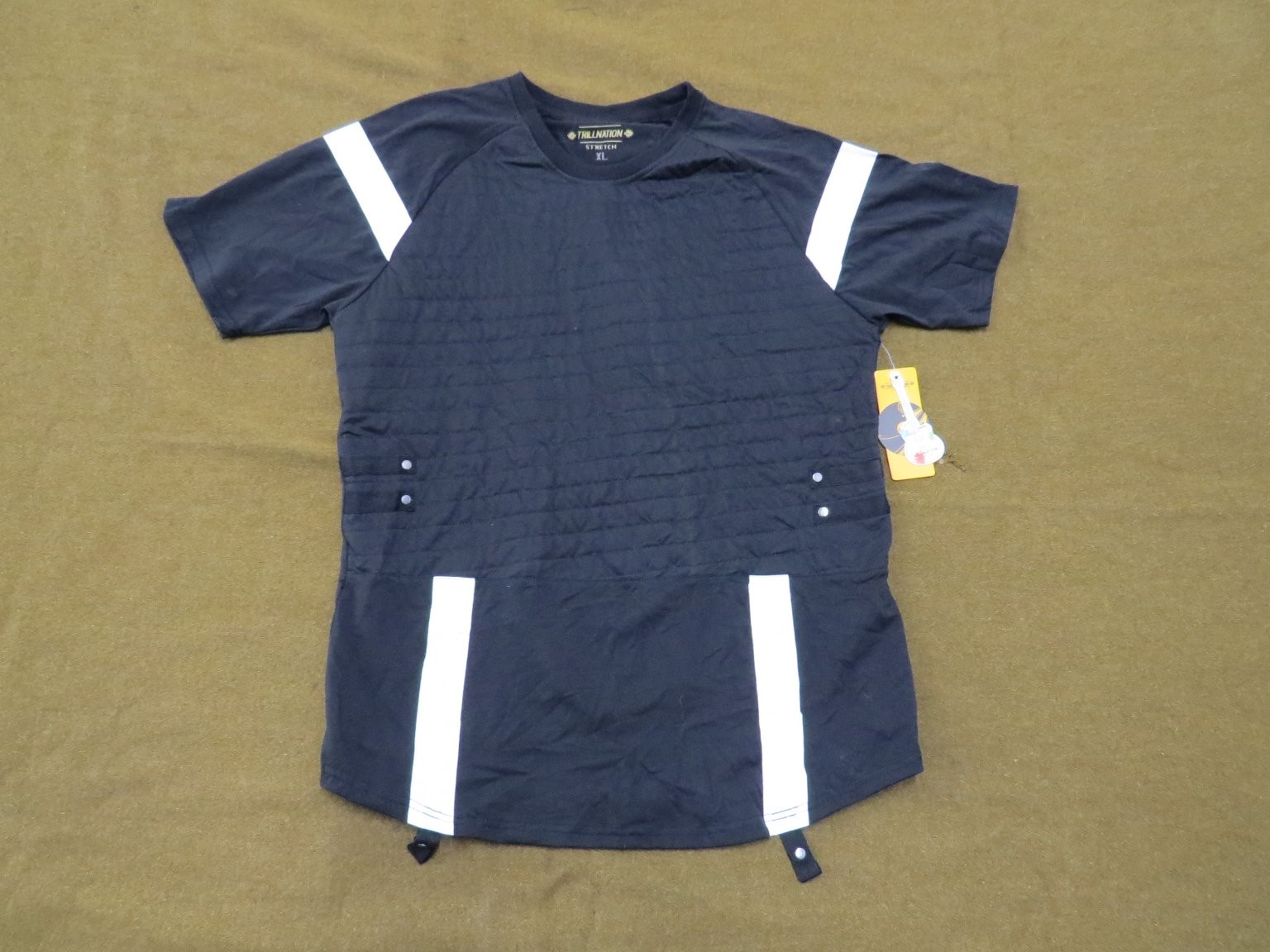 TRILLNATION Men's T-Shirt Black XL Stretch Quilted Raglan Sleeve Cotton Poly gallery