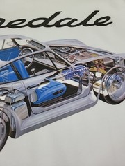 Deadstock Dreipedale Porsche Skeleton T-Shirt, Size (L), White, New W/Tag, 23×30