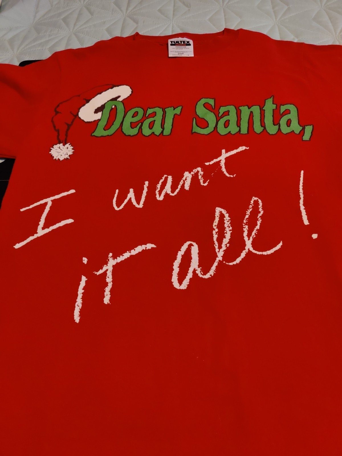 Men's Unisex Tultex Santa I Want It All Graphic T-Shirt Red S gallery
