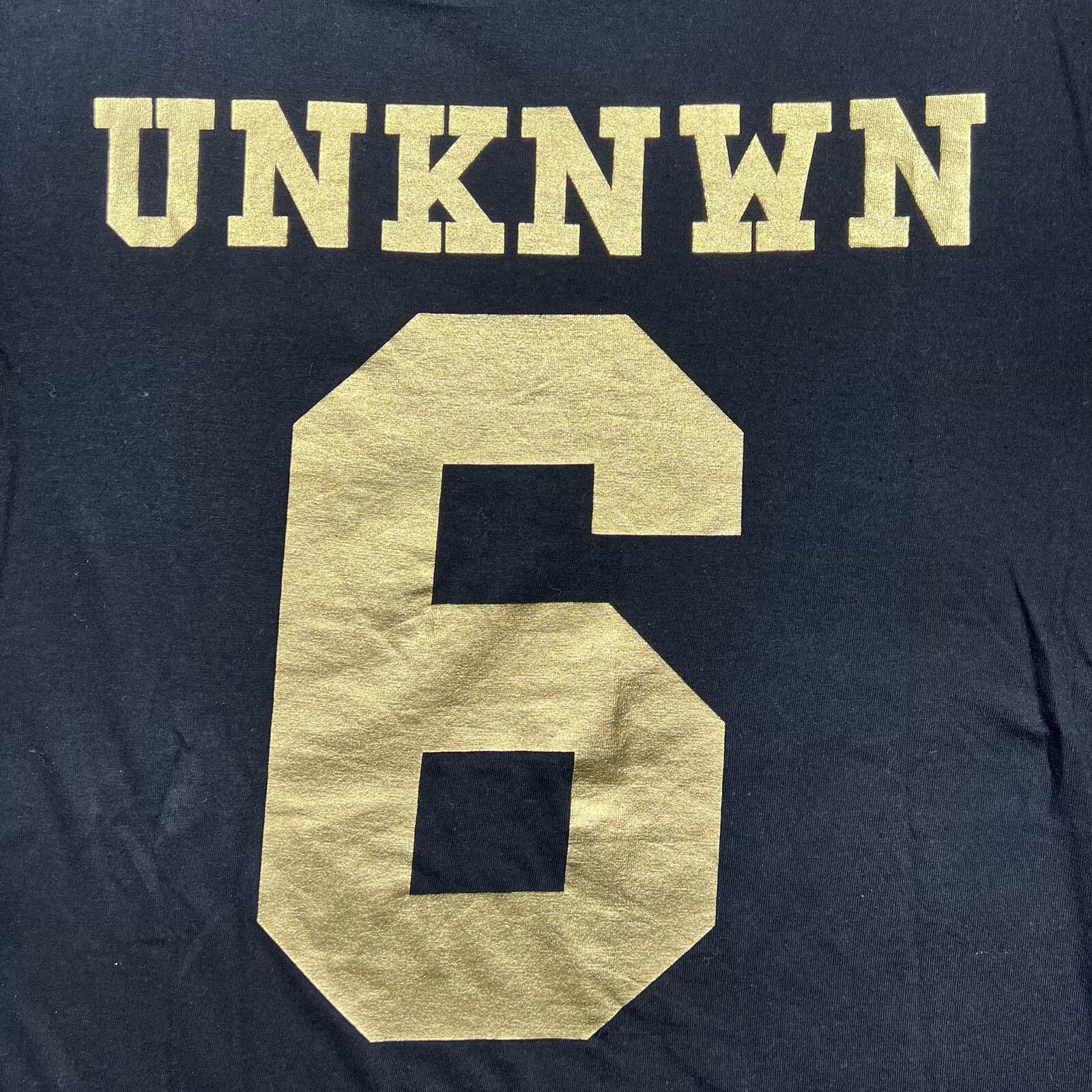 UNKNWN Lebron James Gold Black Invert Logo Jersey T-Shirt #6 Sz Small gallery